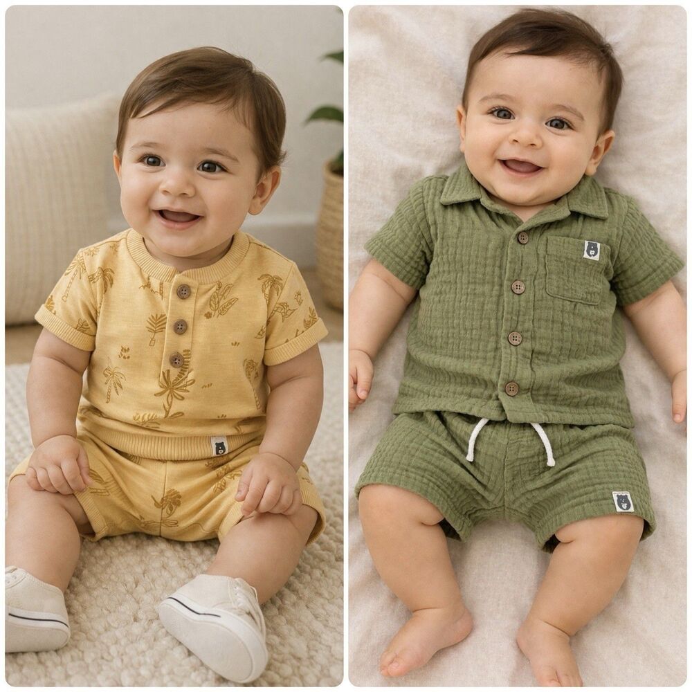 Rabbit Bear Organic Set of 4 Piece Outfit Sets Baby Boy NEW Designer 0-3 Boho